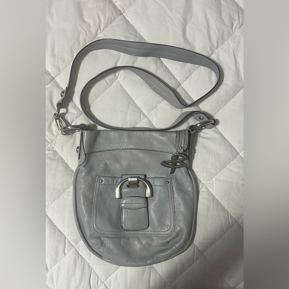 B. Makosky gray leather crossbody bag. Cross posted.